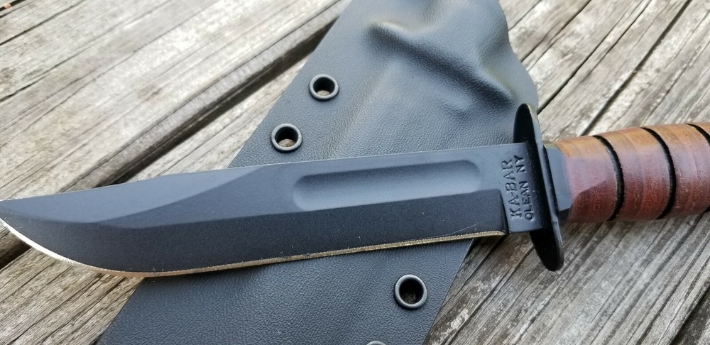 KA-BAR "SHORT" USMC Fighting Sheath, Pancake Style, (BK)