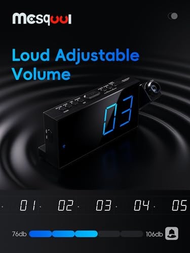 Digital Projection Alarm Clocks with Projection Blue Digits; Blue Projection