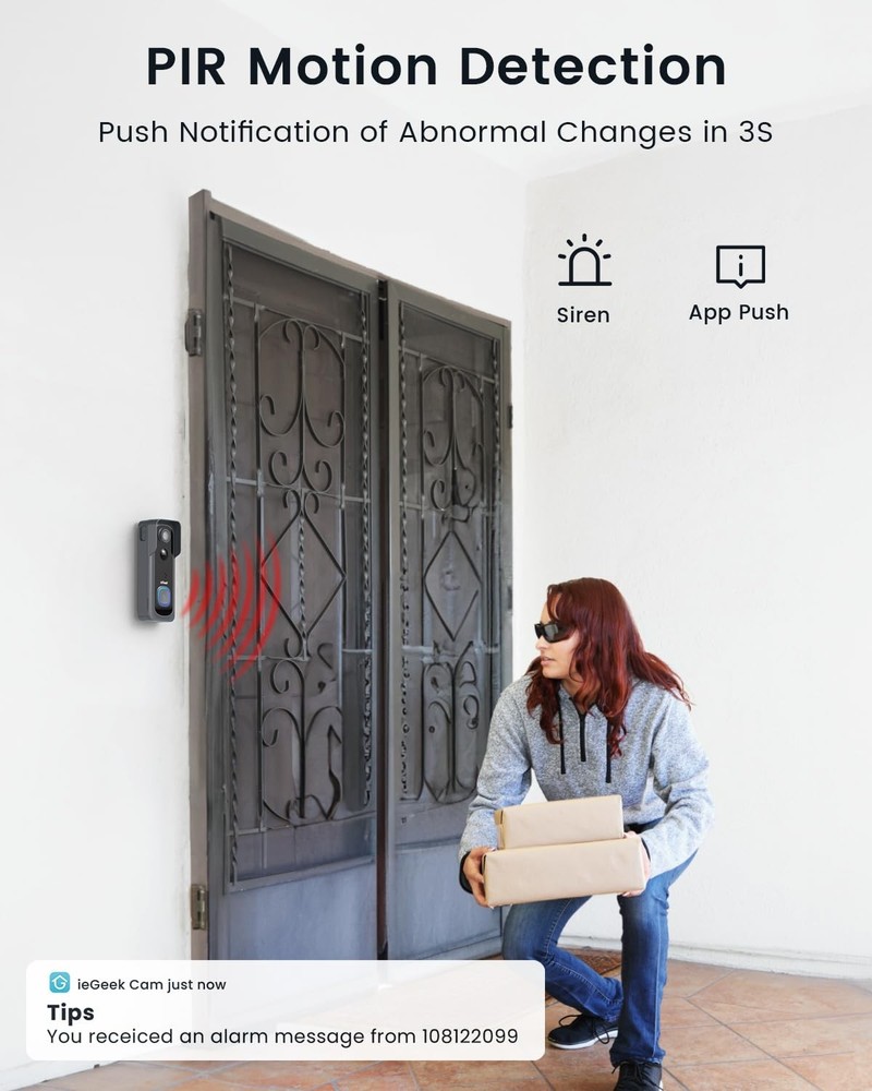 Home Security Wireless Doorbell Camera - 2K Smart Video Motion Detection