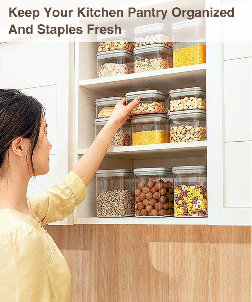 Pop Airtight Food Storage Containers Set W/ Lids 6 Pcs Stackable One Button
