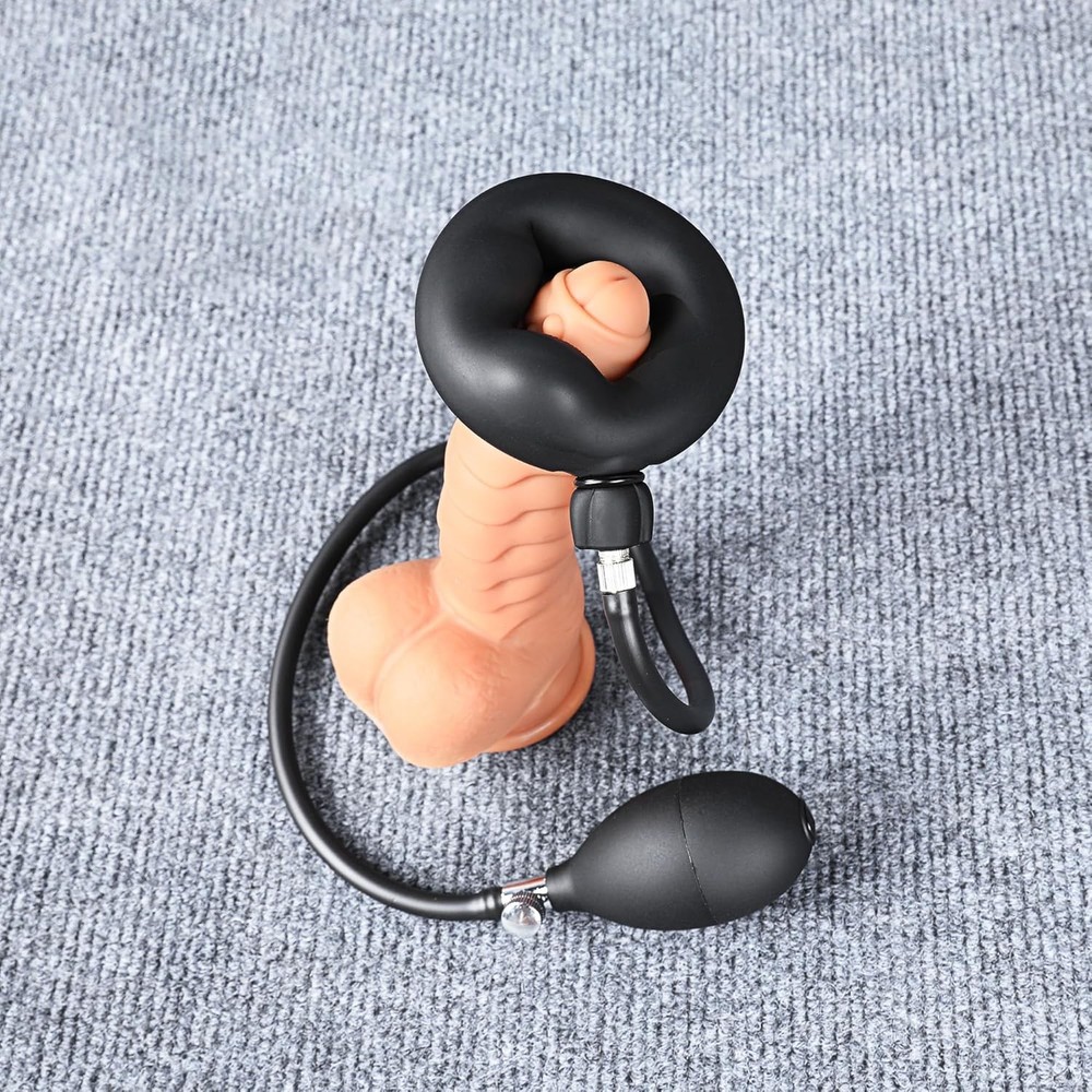 Male Inflatable Cockring Silicone Penis Ring Enhancer Ejaculation Delay Erection