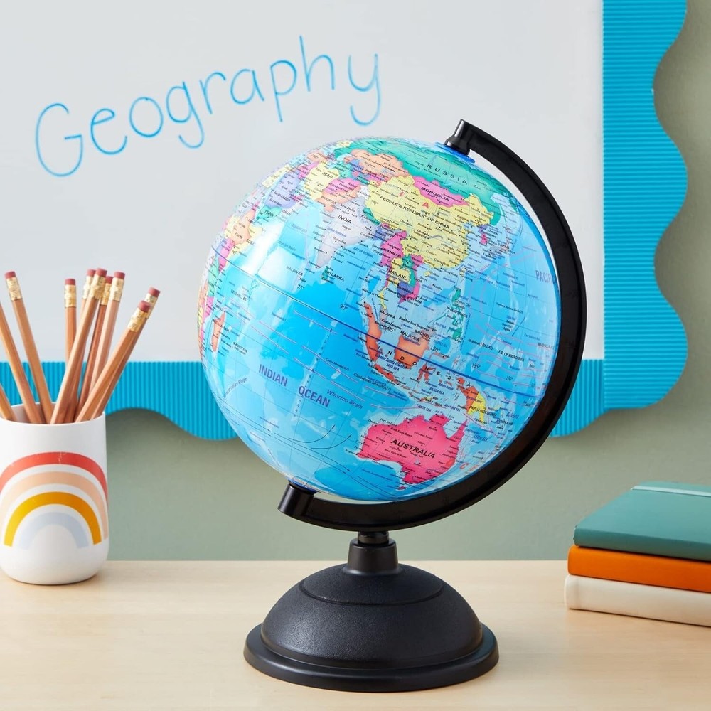 Compact 8-Inch Educational Globe with Stand - Ideal for Home or Classroom