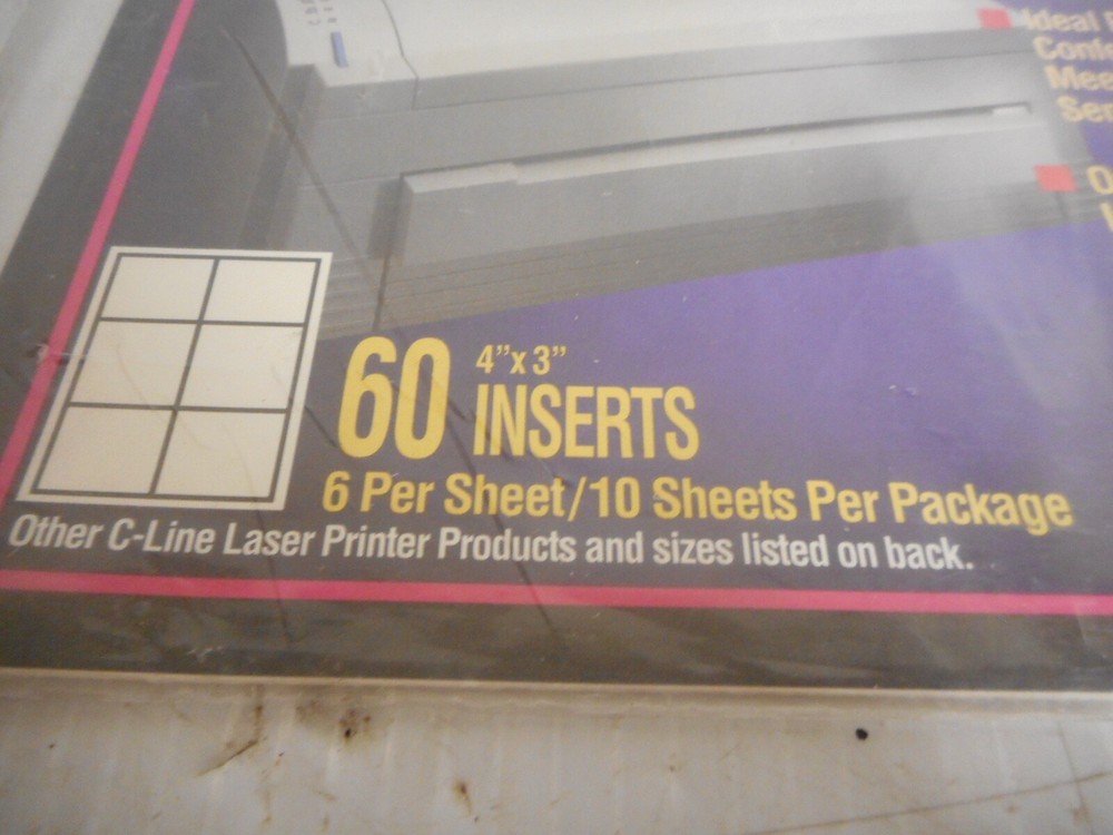 C-Line Products 92443 Laser Printer Name Badges Inserts 4 Sheets 4" x 3"