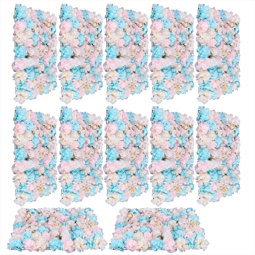12PCS Artificial Flower Wall Panel White Hydrangea Rose Wedding Backdrop Decor.