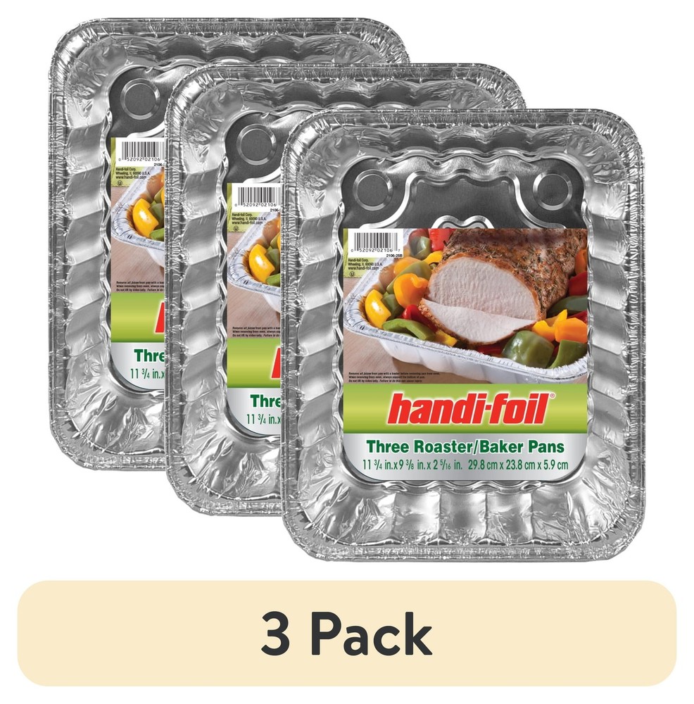 (3 pack) Aluminum Foil Rectangular Pans, 3 Count 11.75" x 9.38" x 2.31"