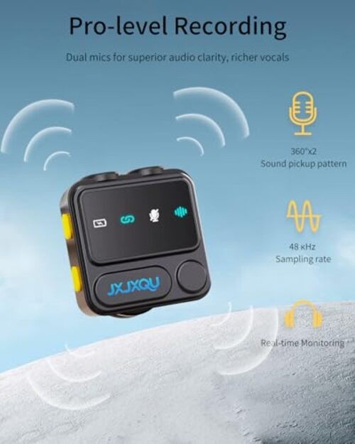 Wireless Lavalier Microphone for iPhone: Mic with Black Mic for iOS/Android