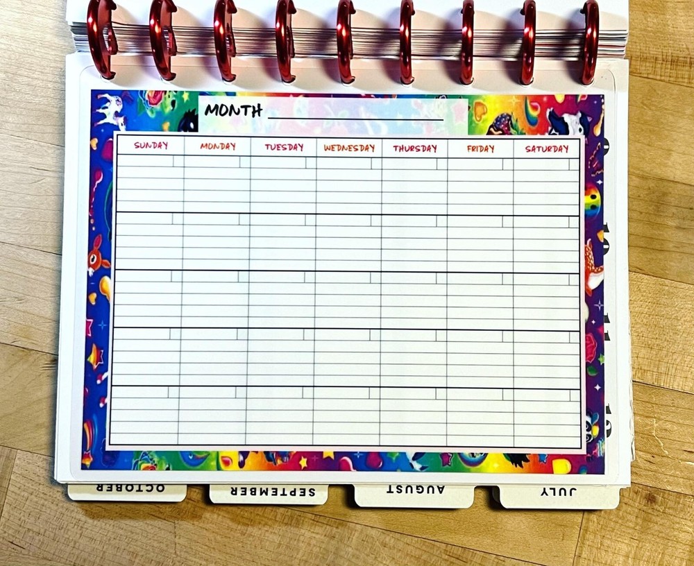 Lined Month Calendar Undated Dashboard Insert 4 use with Classic HAPPY Planner~