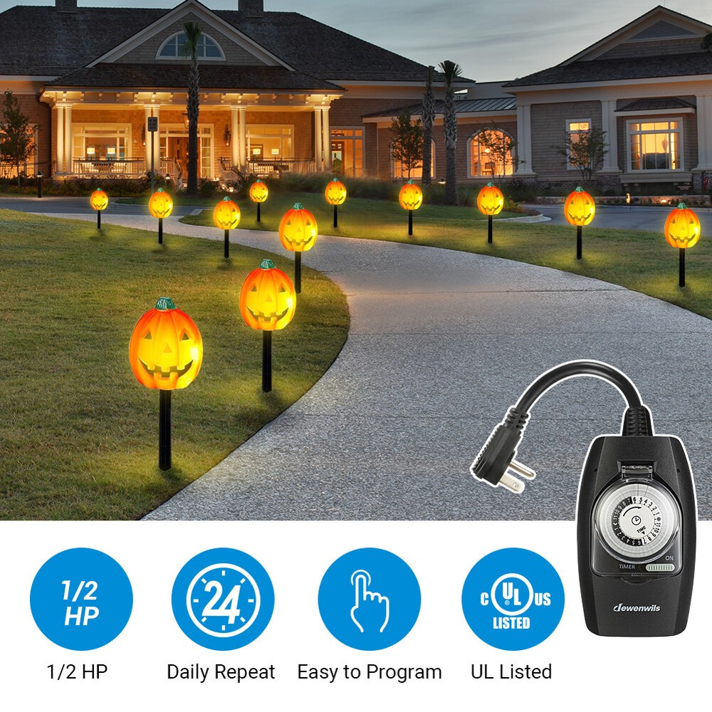 2 Pack Outdoor Programmable Timer Waterproof 24 Hour for Holiday Lighting