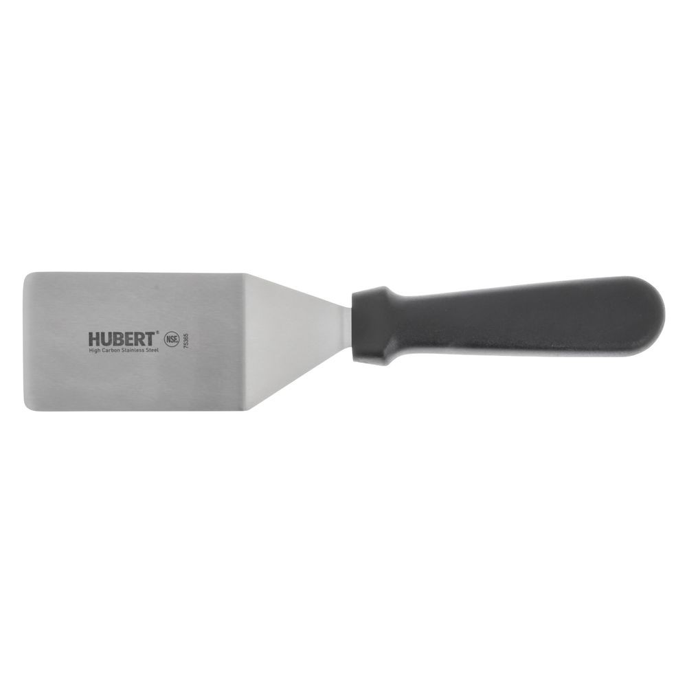 Hubert® Stainless Steel Solid Turner with Black Polypropylene Handle - 4"L Blade
