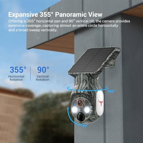 Solar-Powered 1080p Battery Camera, Security Cameras Wireless Camouflage