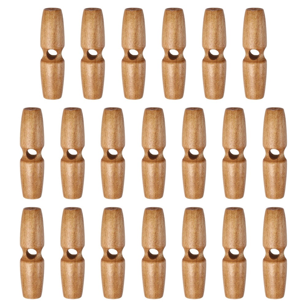 20pcs Wooden Toggle Buttons 55mm Single Hole Olive Sewing Button, Light Brown