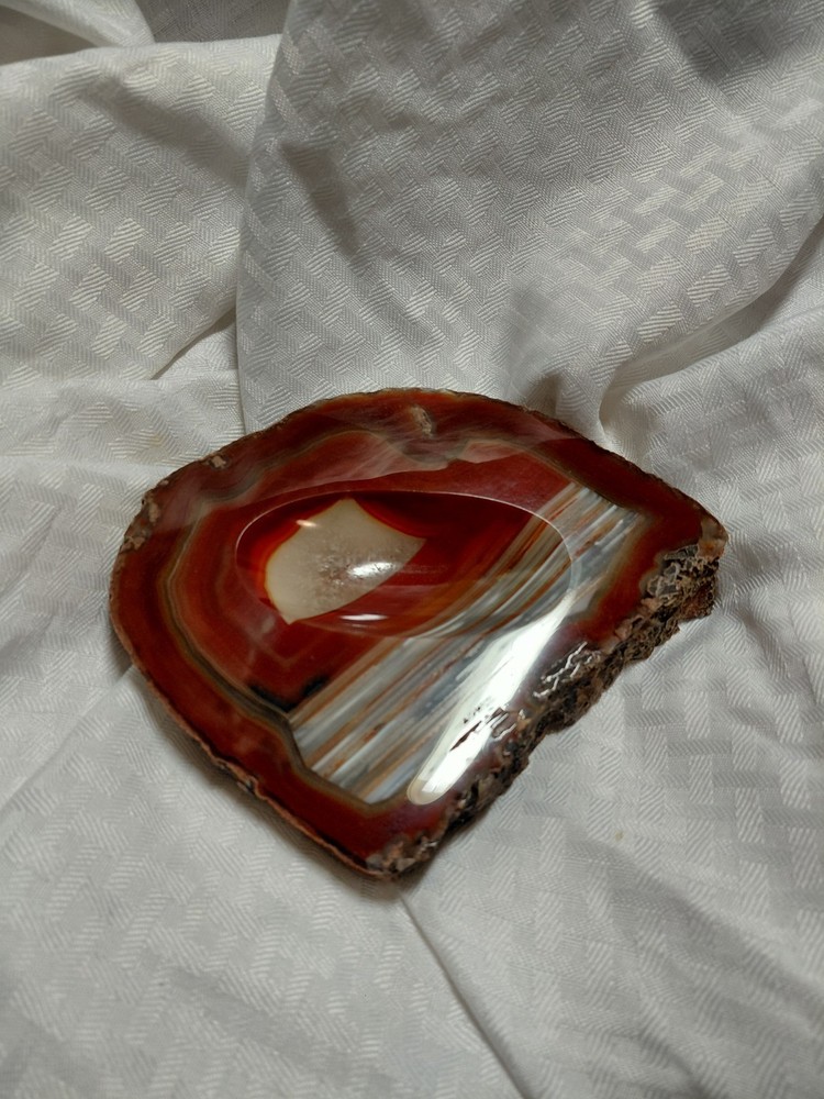 Polished red agate slice or slab Trinket Holder