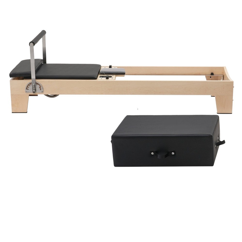 Pilates Exercise Bed 400lb Support Level Adjustable Wooden Reformer Set
