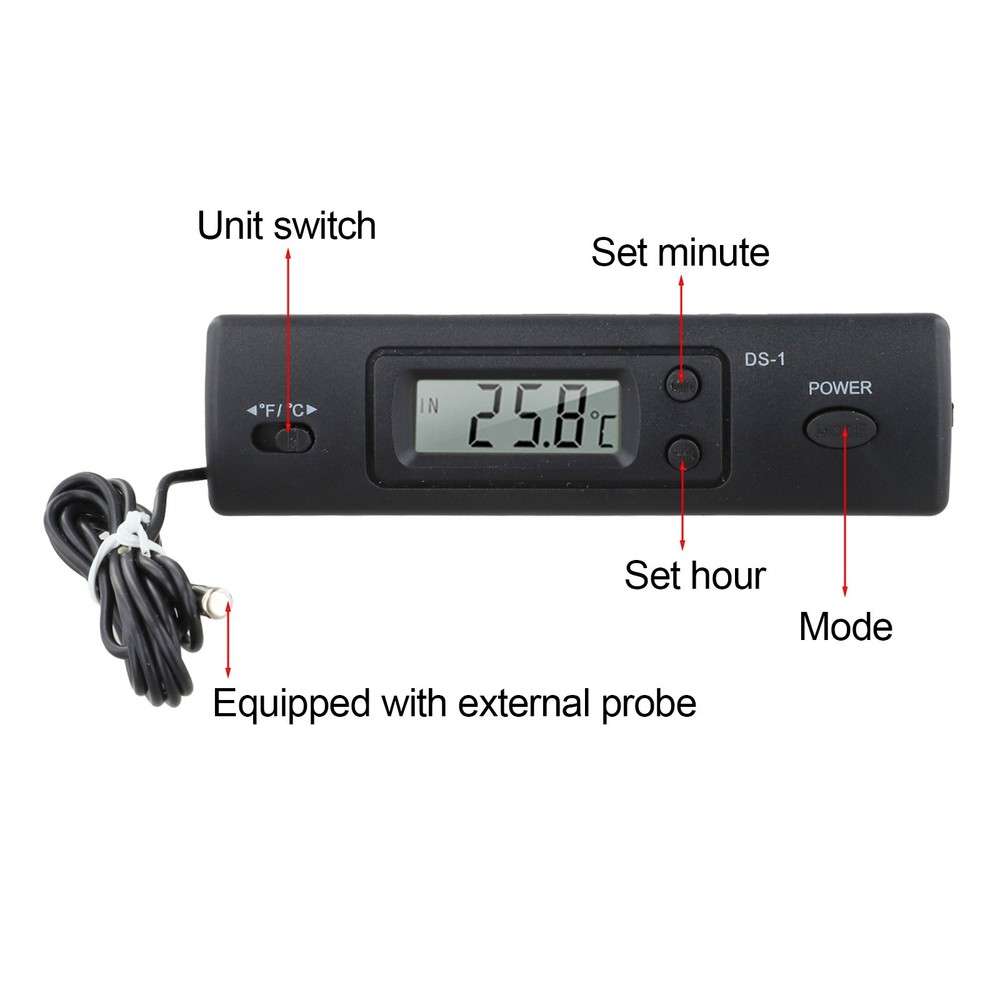 Multi Function Digital Thermometer for Car with Celsius Fahrenheit Display
