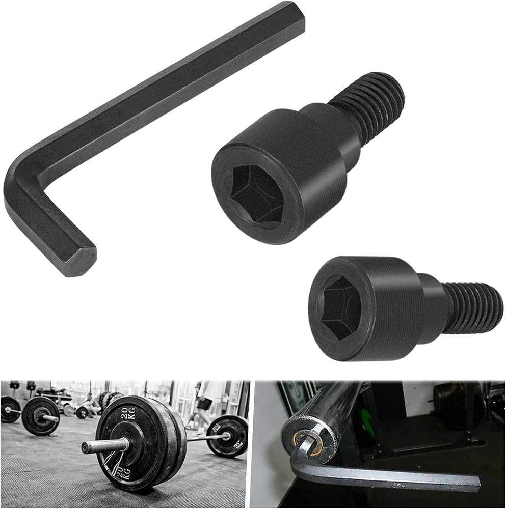 Replacement Hex Bolts & 12mm Hex Allen L-Wrench Tool for Olympic Bars, Curl Bars