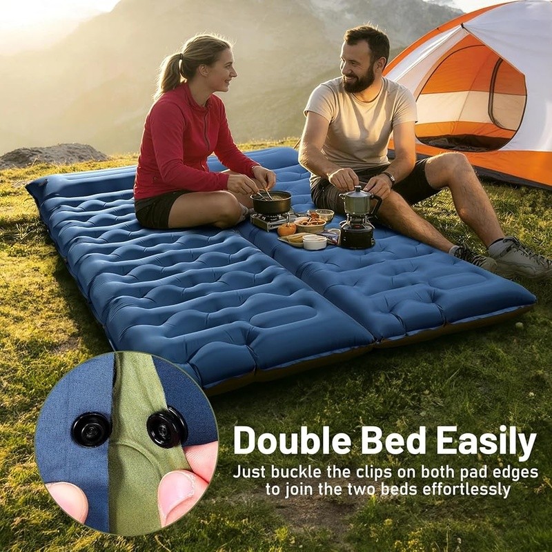 Extra Thick Camping Sleeping Pad W/ Built-In Pump Portable Modular Design New