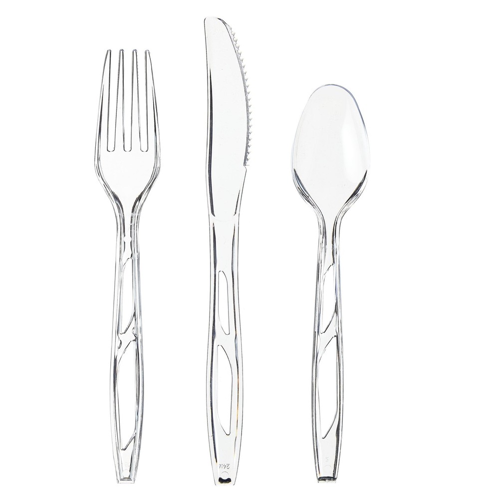 Plastic Everyday Clear Assorted Cutlery, 96 Count includes 32F/32S/32K