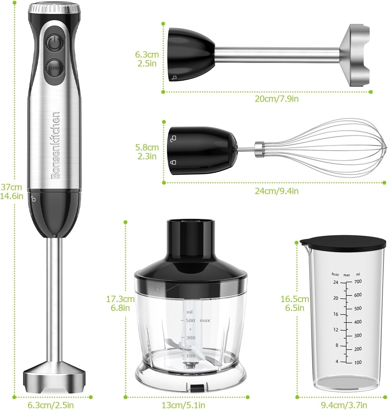 Effortless Blending: 4-in-1 Immersion Blender with Turbo Mode & Easy Cleanup