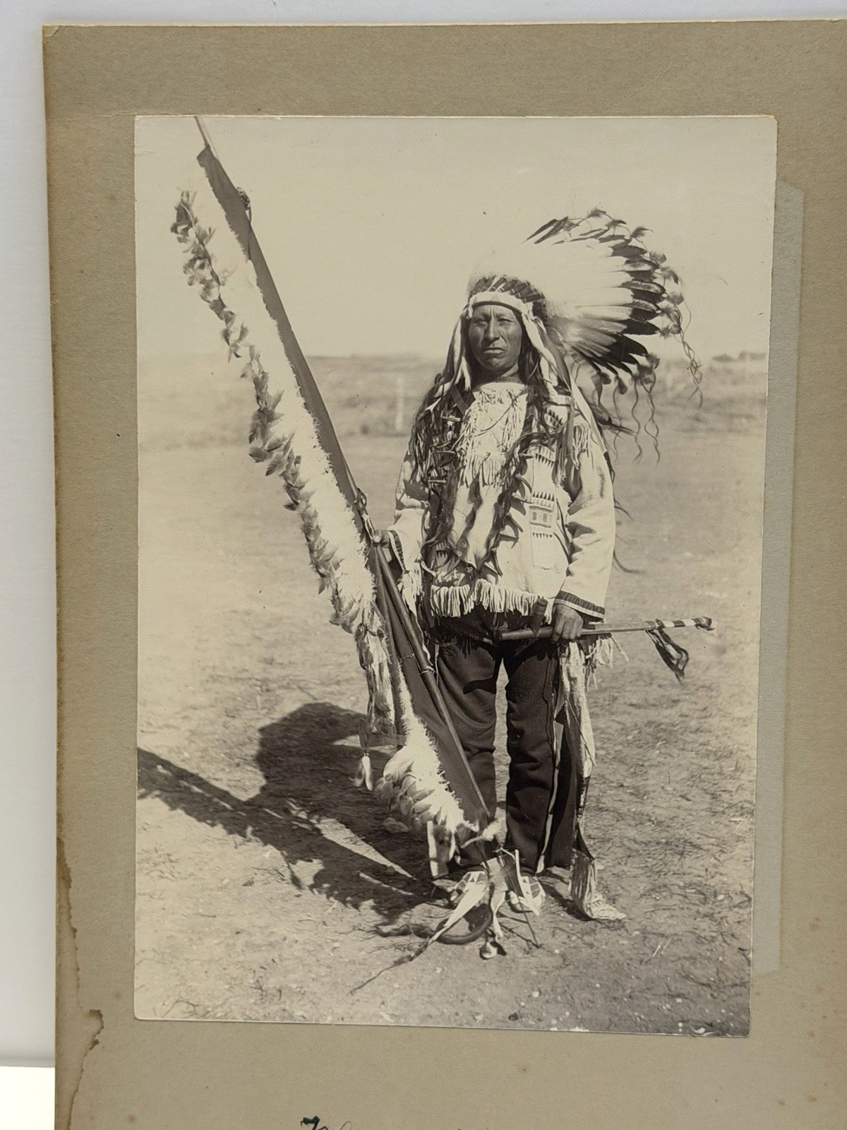 Antique Native American Sioux Indian Photograph of Black Heart; 1880's - 1900's