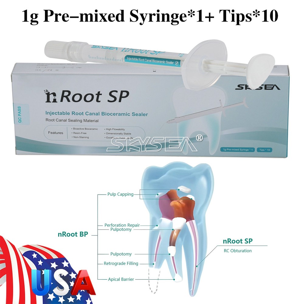 nRoot SP Injectable Root Canal Bioceramic Sealer 1g Syringe with Applicator Tips