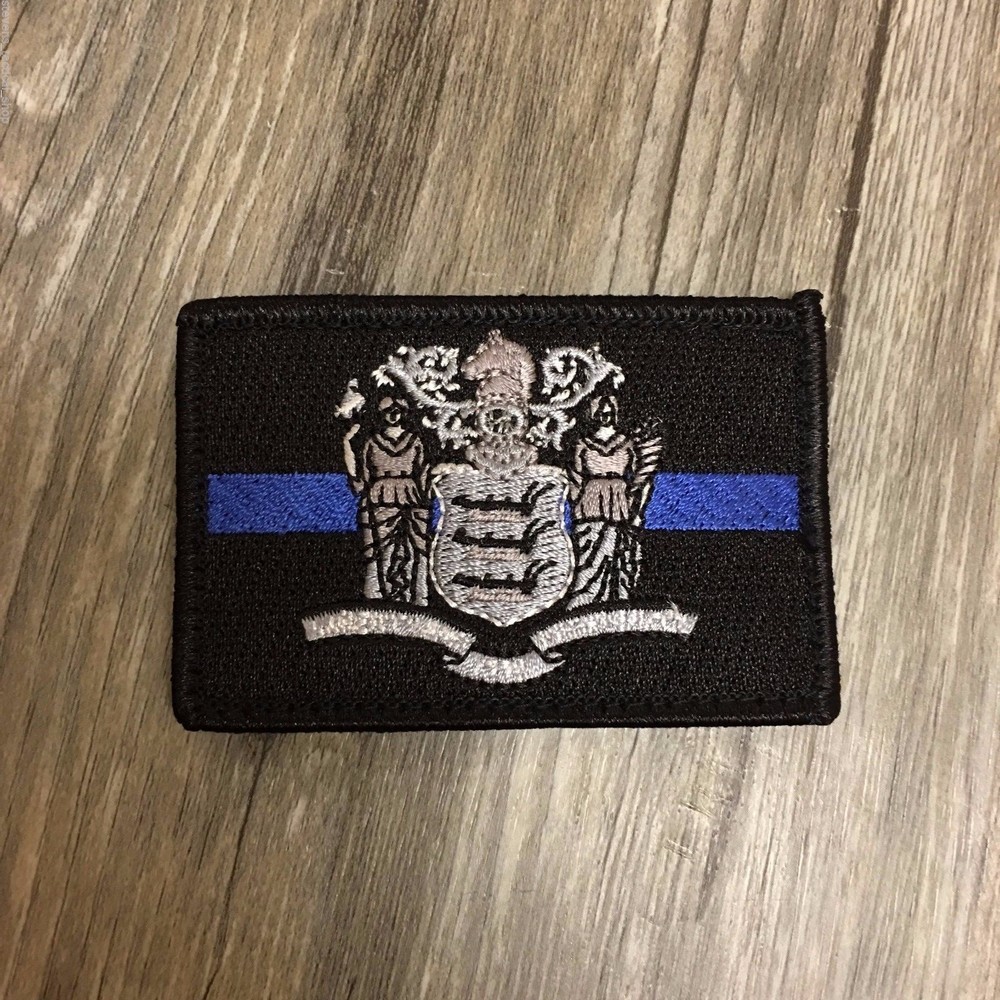 Subdued Thin Blue Line New Jersey State Flag Patch, Law Enforcement
