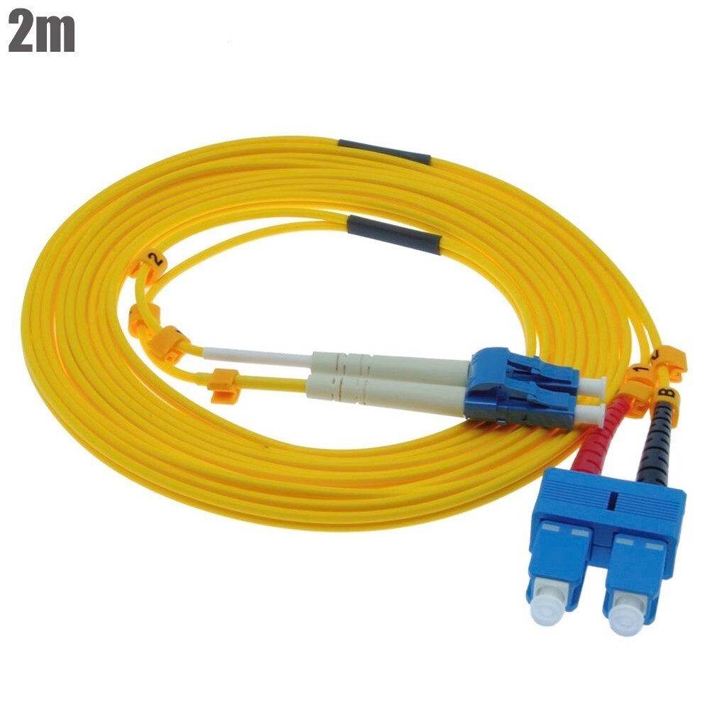 2M LC-SC Duplex Singlemode 9/125 Fiber Optic Optical Patch Cable Cord Yellow