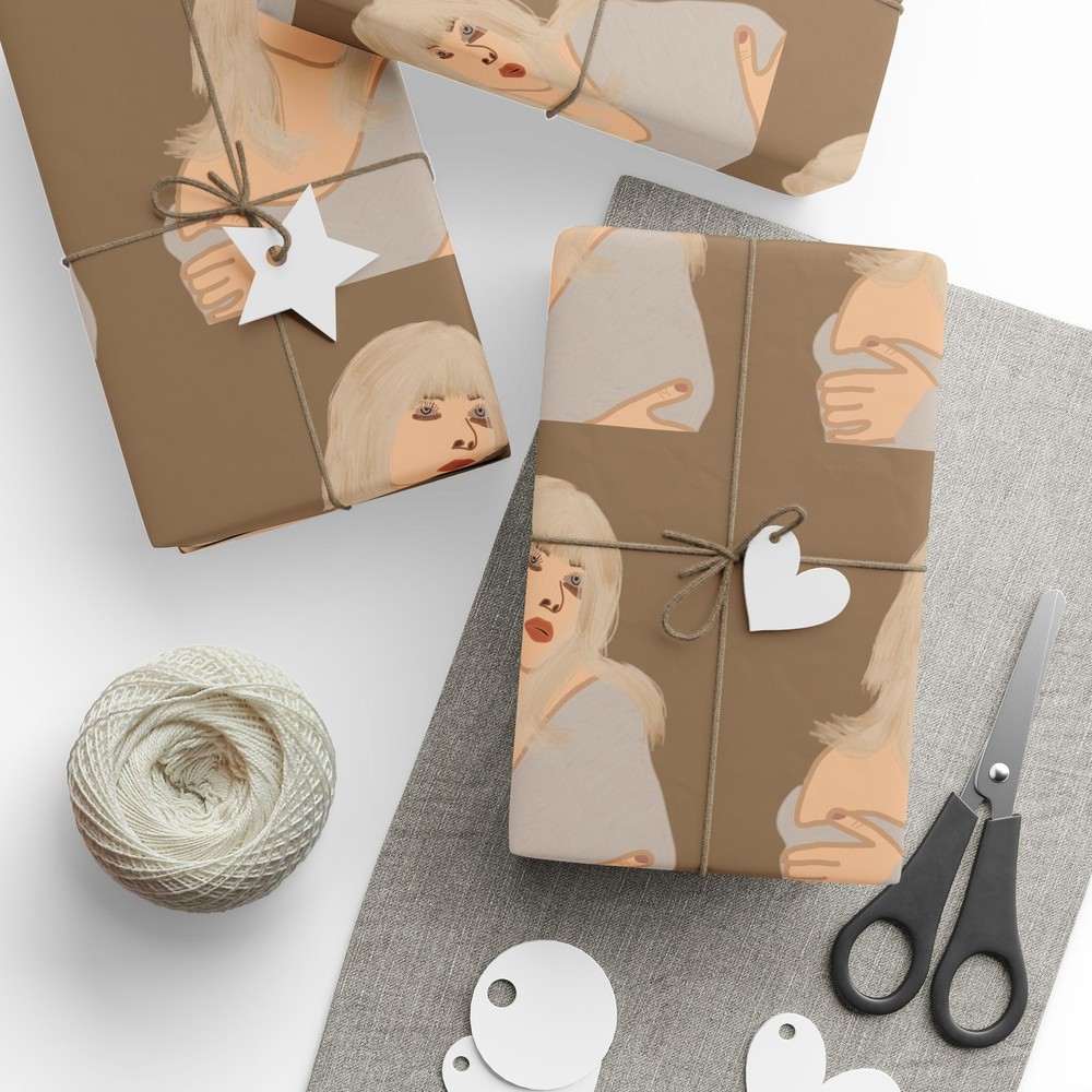 Neutral Bell Pattern Wrapping Paper | Kraft Holiday Wrap