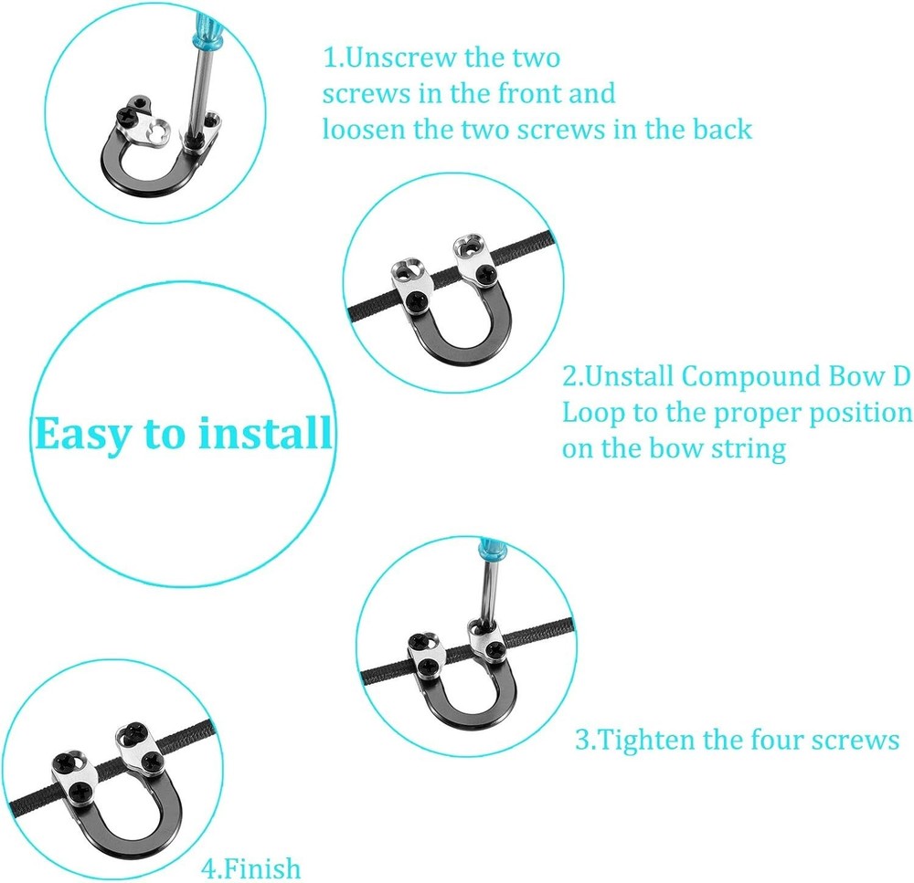 2 Sets Archery D Loop Compound Bow Metal U Nock D Ring Buckle Release Nocking