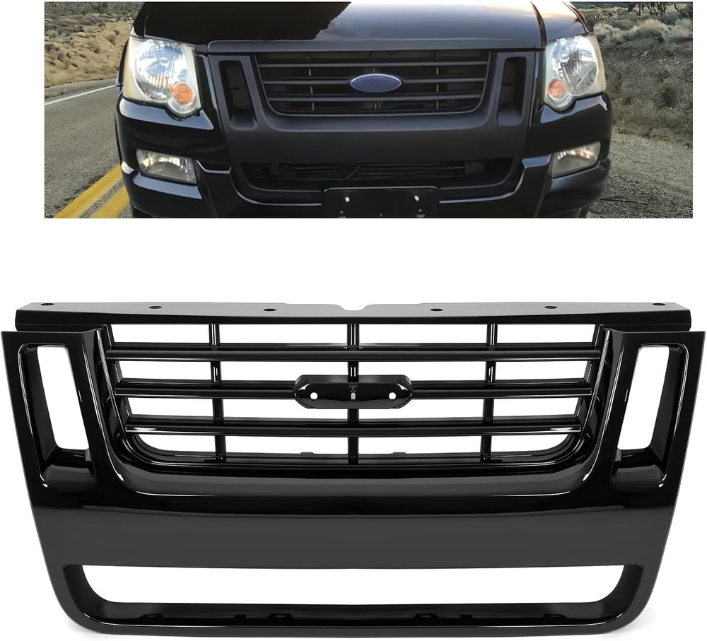 Front Grill Compatible with 2006-2010 Ford Explorer/Explorer Sport Trac Replacem