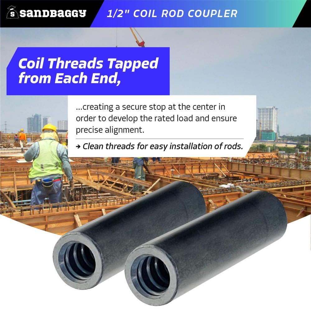 Sandbaggy 1/2" Coil Rod Coupler - Round Threaded Coupling Nuts