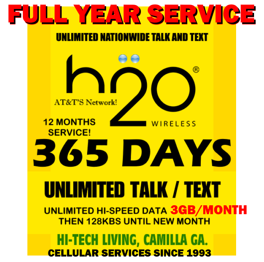 H2O H20 WIRELESS SIM ⭐ 365 DAYS OF SERVICE UNLIMITED T/T ⭐ W/ 36 GB DATA