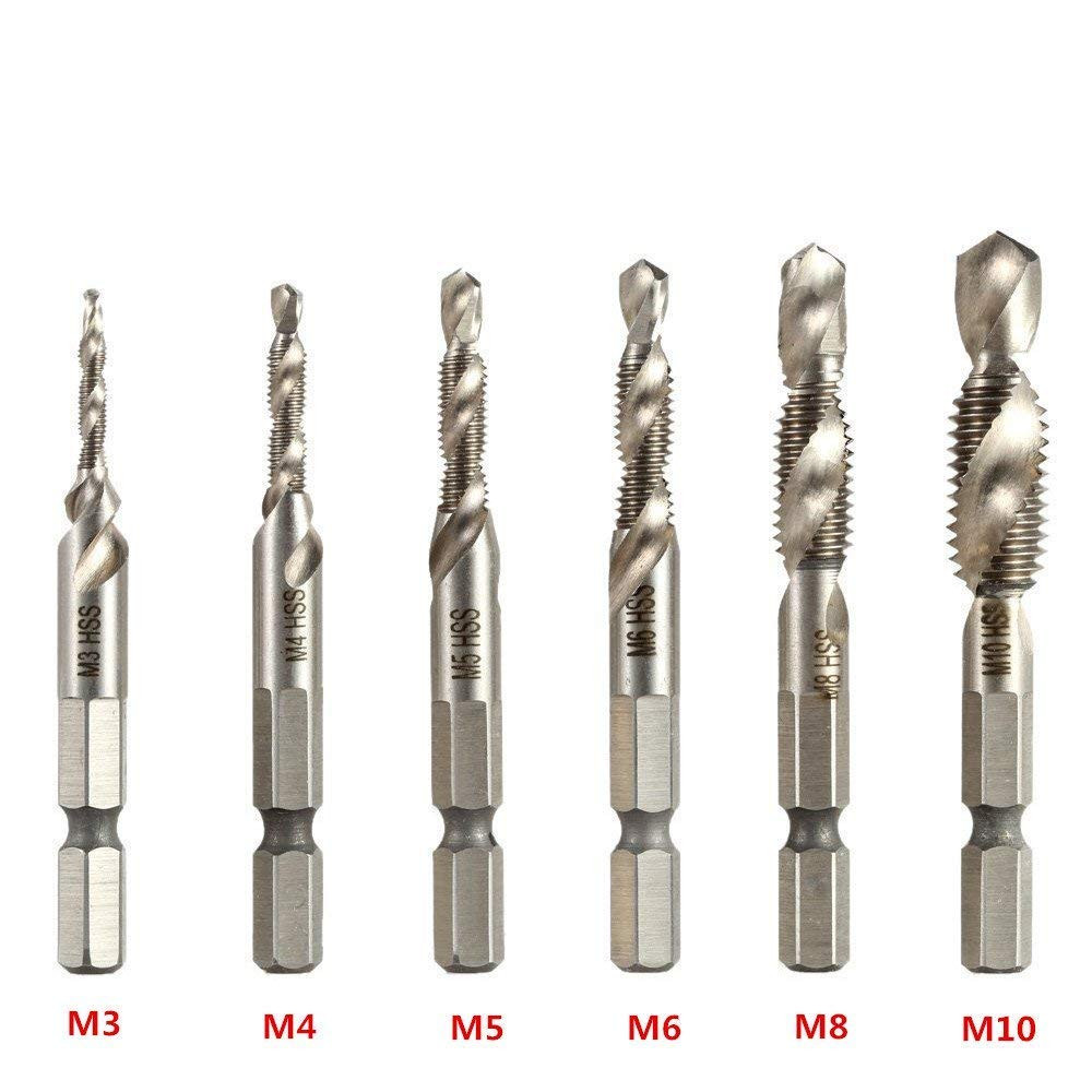 MALAYAS 6 Packs Combination Drill & Taps Bit Set, Screw Tapping Threading Too...