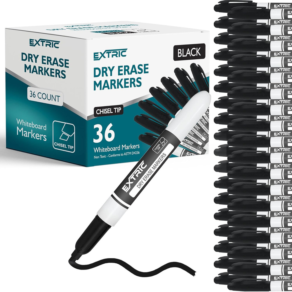 Black Dry Erase Markers, 36 Count Whiteboard Markers Chisel Tip, Bulk Classroom