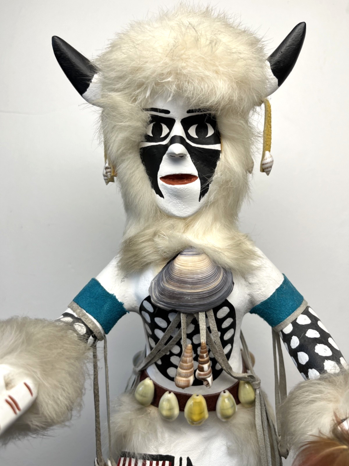 White Buffalo Dancer VNTG Native American 18.5" Kachina Doll, Signed by IMSB