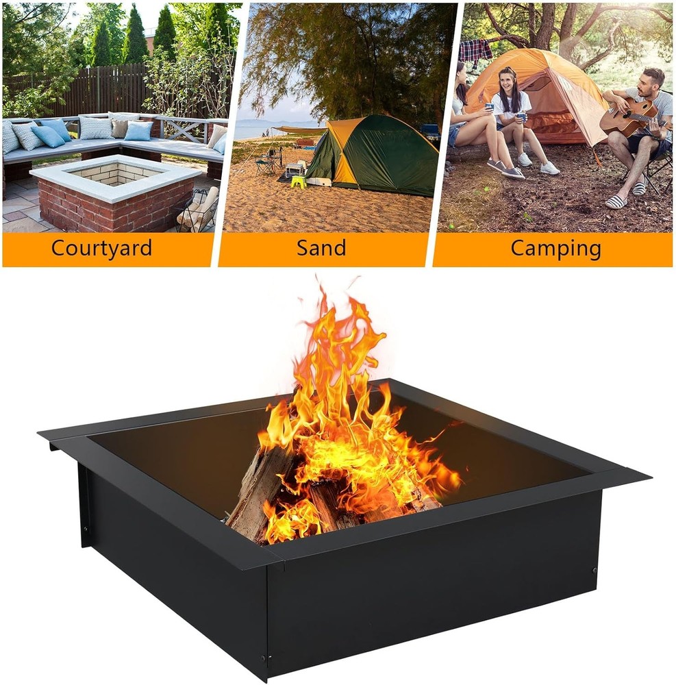 30"Fire Pit Ring, Heavy Duty Fire Pit Liner Insert Campfire Ring Above In-Ground