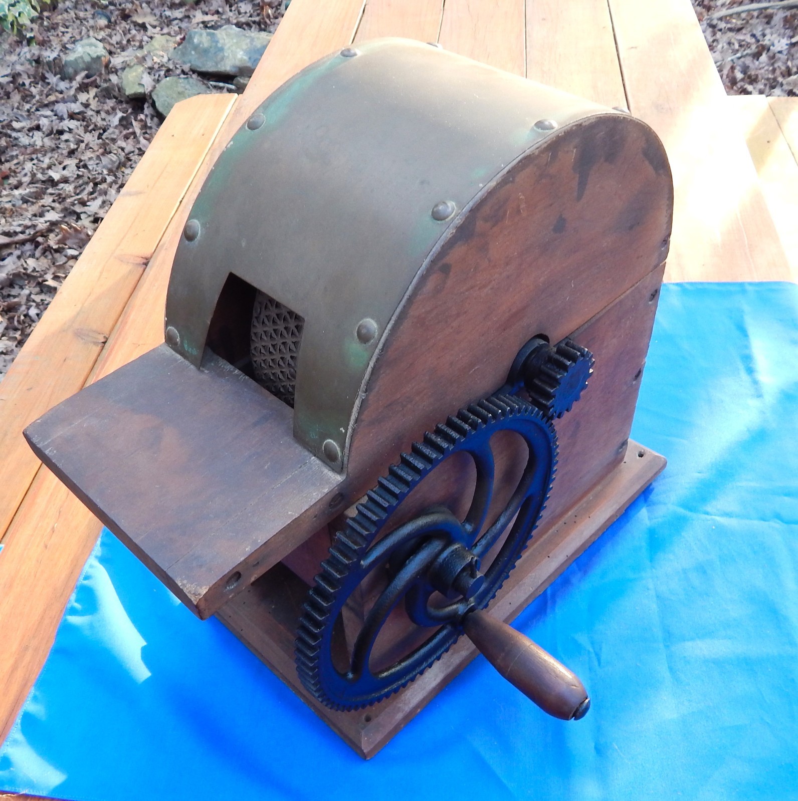 1800s Horseradish/Hard Cheese Grinder - Brass, Cast Iron and Wood