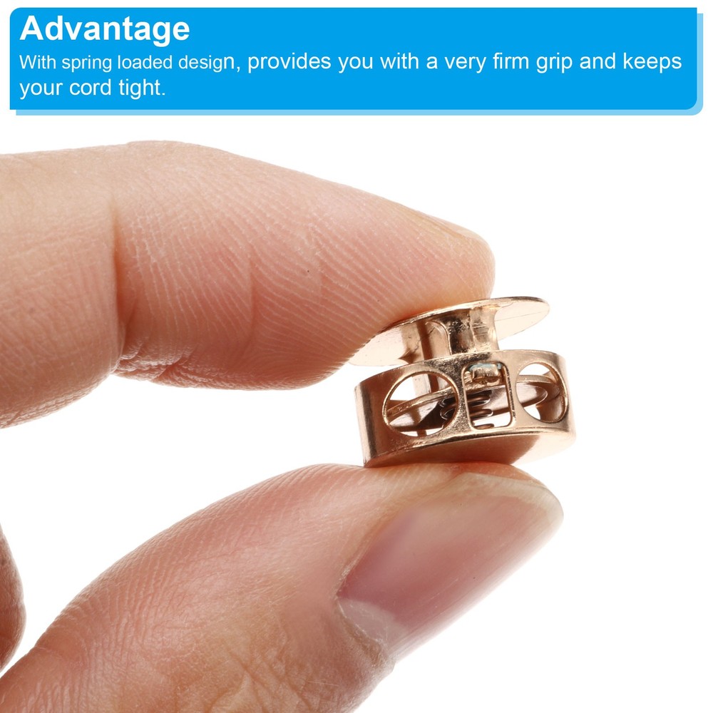 20 Set - Cord Locks Round Spring Toggle Stopper Gold