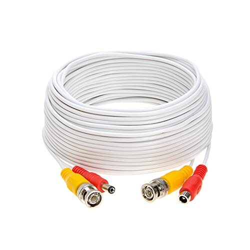 75FT White Premade BNC Video Power Cable/Wire for Security Camera CCTV DVR