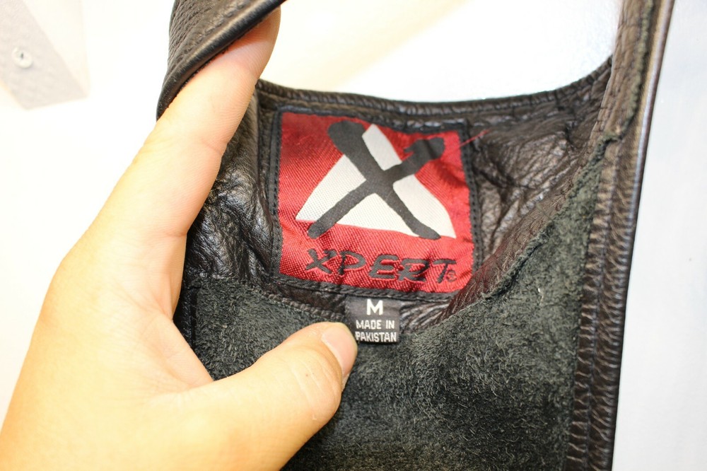 Xpert Leather Motorcycle Chaps Zip Sides, BUTTON BOTTOM -- MEDIUM