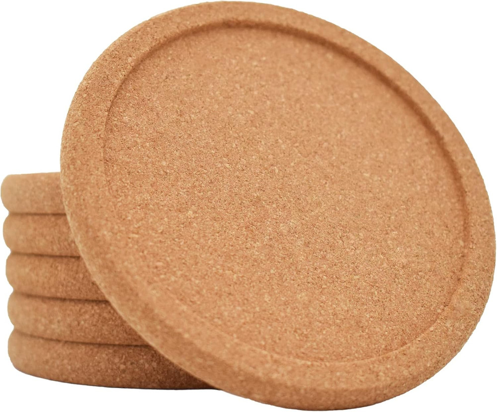 Cork Coasters for Drinks Absorbent - 6 Pcs 4 Inch Cork Coasters with ...