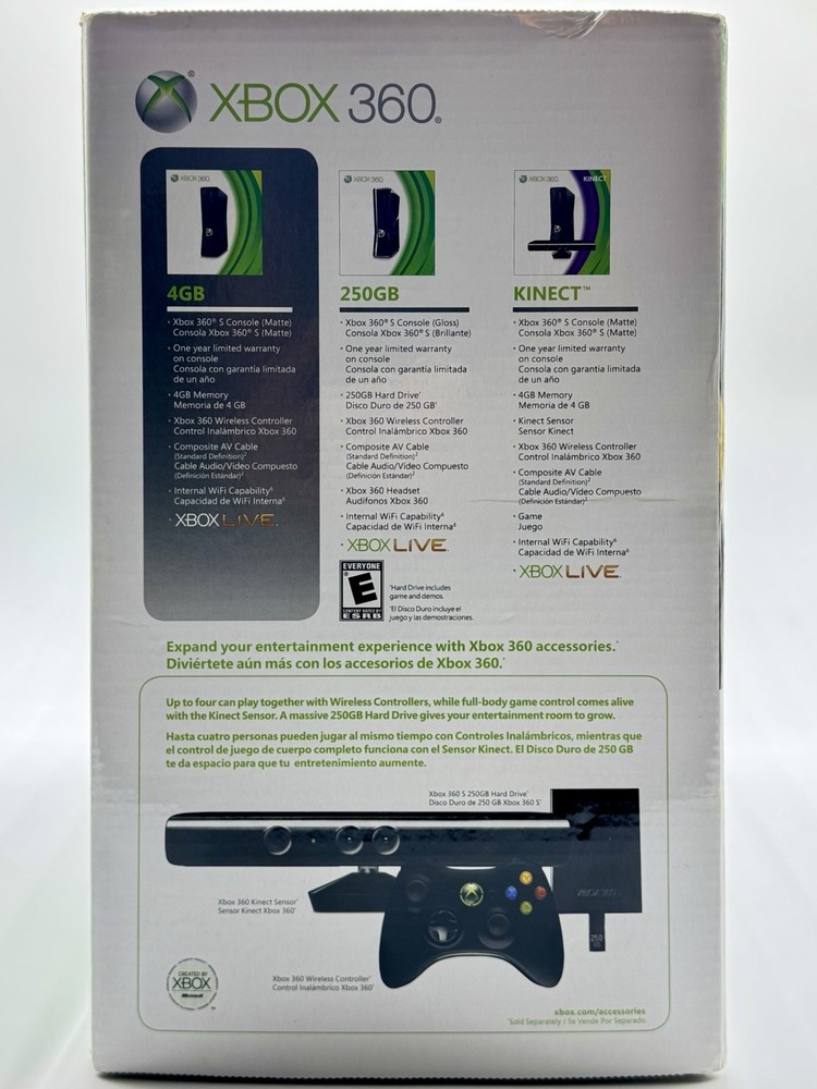 CIB Xbox 360 Slim 4GB CIB Bundle — Kinect 3 Controllers Mic Media Remote 4 Games