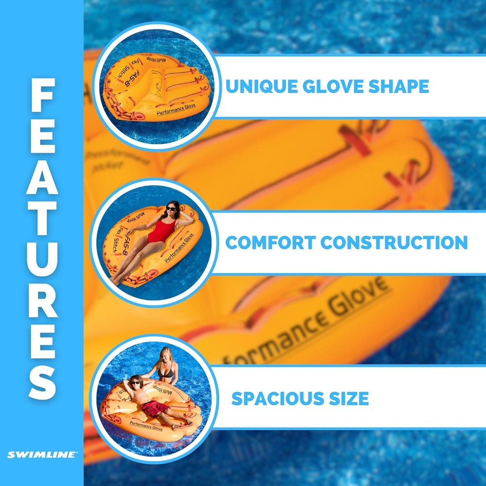 Giant Inflatable Baseball Glove Pool Float , Brown, 62"/50"/16"