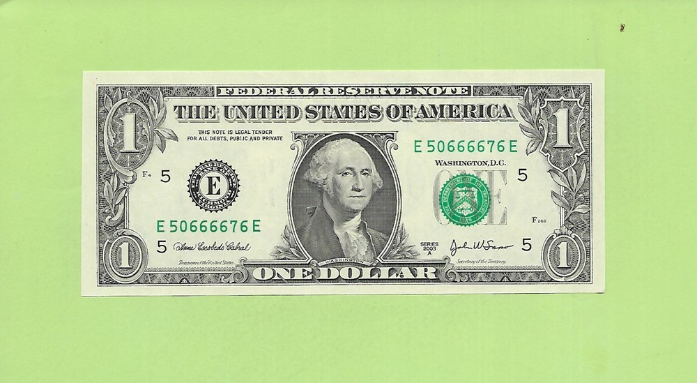 2003A ..UNCIRC $1  E 5066 6676 E .... 2003A $1  E-E       QUAD/POKER  6666-6