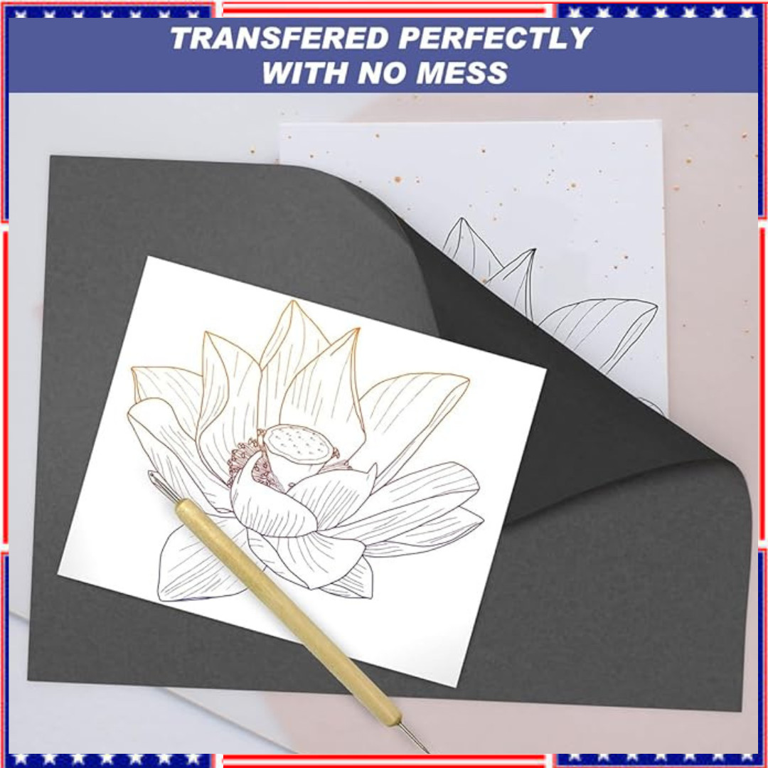 100 Sheets Carbon Paper, Black Graphite Paper for Tracing Patterns onto Wood, Pa