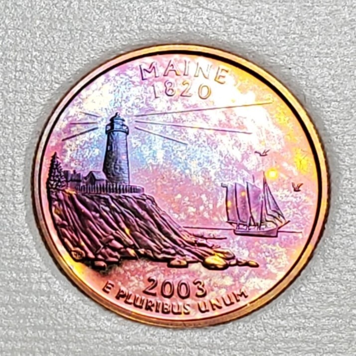 TONED 2003 S MAINE STATE QUARTER CLAD PROOF UNC #C3102