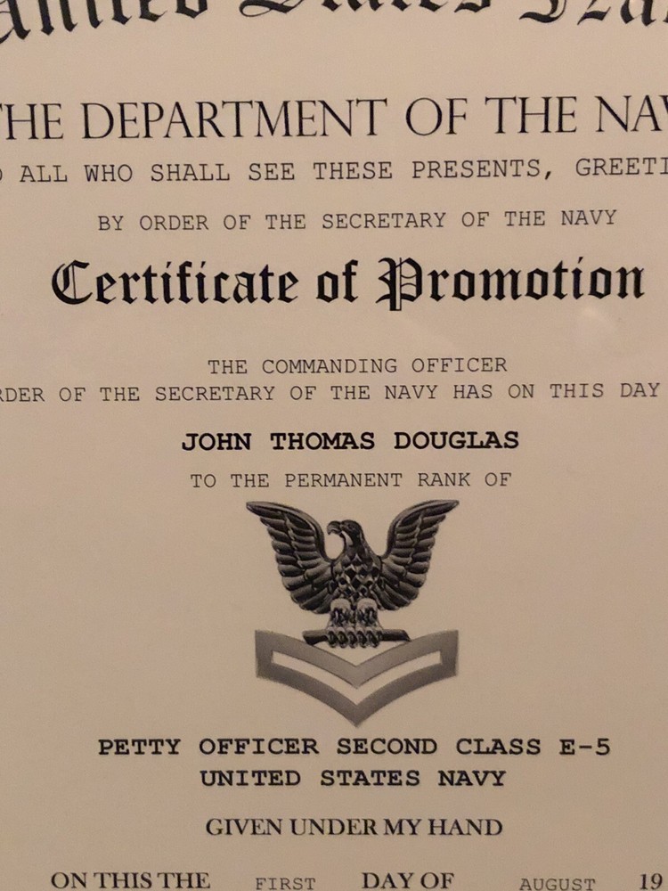 PETTY OFFICER 2nd CLASS (E-5) / U.S. Navy ~ Commemorative Promotion Certificate