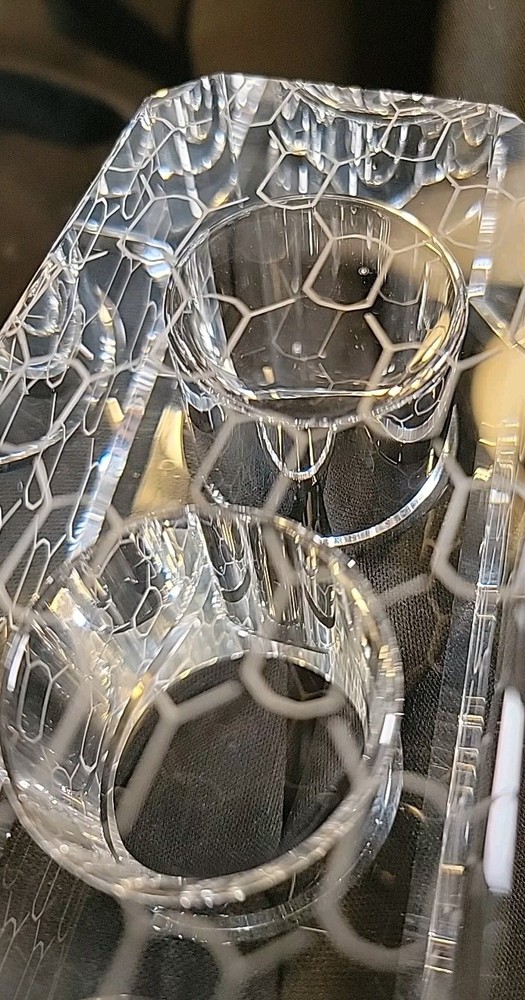 Heavy Clear Rectangular Contemporary Geometric Etched Pattern Votive Candle...