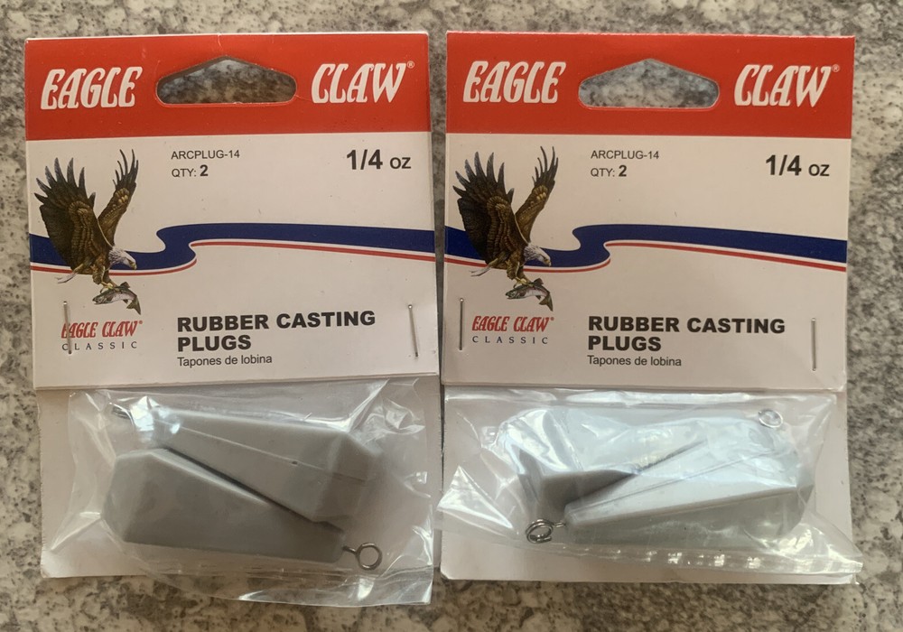 2 Packs Eagle Claw Rubber Casting Practice Plugs 1/4 OZ