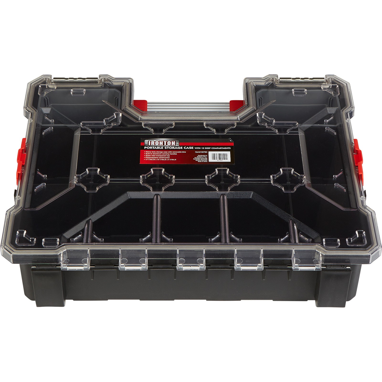 Ironton Portable Storage Case, 17-1/4in.W x 14-1/4in.D x 4-1/4in.H, 12 Deep
