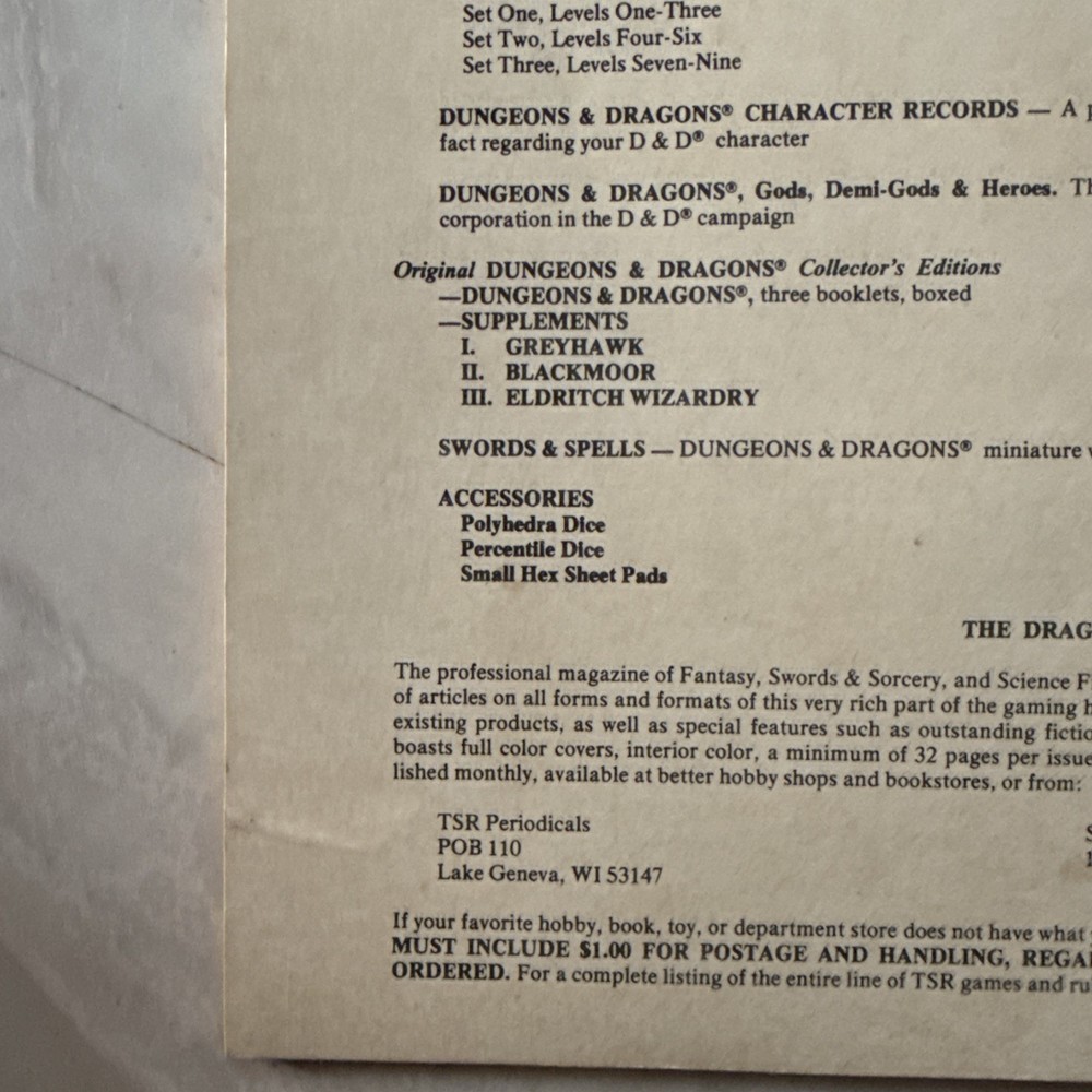 Vintage 1978 Dungeons & Dragons Basic Rule Book Blue Dragon 3Rd Edition #2001